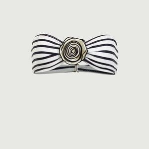 NWT SAME ROSETTE BANDEAU TOP Cream Black Stripe